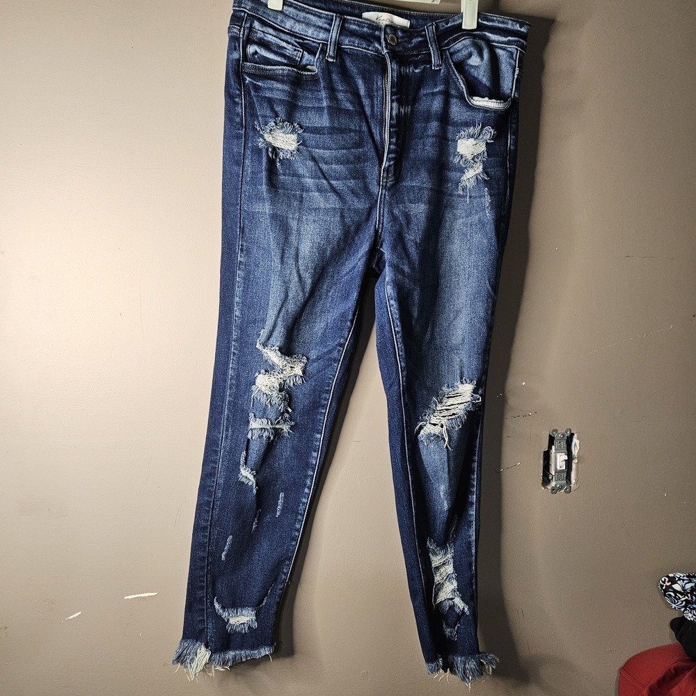 KanCan Distressed Medium Wash Skinny Denim Jeans Blue Stretch 5-Pocket Women